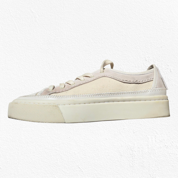 AllSaints Milla Cream Leather Canvas Low Top Platform Sneakers Size 6M / EU 36 - Picture 12 of 14